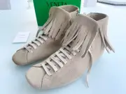 Bottega Veneta Suede Fringe Sneaker Boot,Beige, 312341 9904, SIZE 41