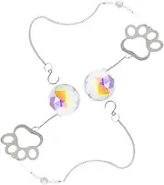 Didiseaon 2pcs Cat Memorial Suncatcher Dog Paw Print for Garden Window Decoration Cherished Pet Remembrance Sturdy Material Unique Design Versatile Use