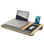 Lap Desk Laptop Stand with Tablet Phone Holder for Home Bed Sofa-Brown