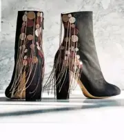Chloe Bead Fringe Suede Ankle Bootie