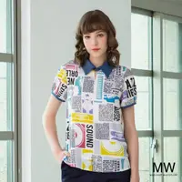 在飛比找momo購物網優惠-【MAGIQUE WARDROBE】襯衫領拼接英文字印花雪紡