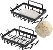 2-Pack Wall-Mounted Soap Dish Holders, Heavy-Duty Rustproof Metal Soap Saver wit