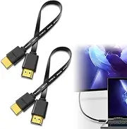 Short HDMI Cable 0.3M, HDMI to HDMI, 2 Pcs HDMI Cables, Flexible & Super Slim Male to Male Extension Cable, Ultra High Speed 1080P Cord for Laptop, Monitor, PS5, Xbox One, TV Box, Projector