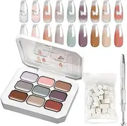 Gel Nail Paint, 9 Colors Nail Polish, Manicure Painting Palette, Long Lasting Formula, Ideal for Beginners, Professionals, Weddings, Gatherings, 3.42x2.63 inches