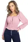 Peasant Top Mauve Pink Georgette Long Sleeved Boho Gypsy Blouse