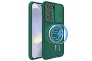 For Samsung Galaxy S25/S24 Case [Support Magsafe Charger], CamShield Series Slim Stylish Protective Case with Slide Camera Cover (Green)