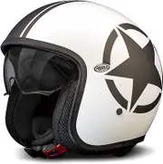 Premier Vintage Star, open face helmet , color: Matt White/Black , size: S