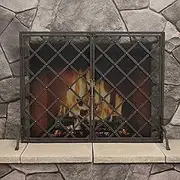 Fireplace Screen Single Panel, Free Standing Classic Spark Fire Guard with Door, for Outdoor & Indoor Hearth Stove Use Little Surprise