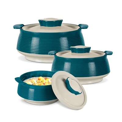 Milton Venice Inner Stainless Steel Insulated Casserole, Green, Set 3- Free Post