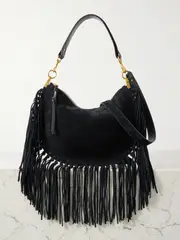 [Isabel Marant] Isabel Marant - Oskan Soft Fringed Suede Shoulder Bag - Black - One size One size Black