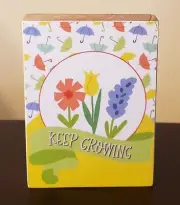 Handmade Spring Time Tiered Tray Mini Signs Shelf Sitters Decor - Keep Growing