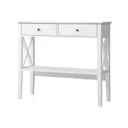 Oikiture Console Table 2 Drawers White