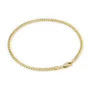 10K Yellow Gold 3mm Miami Cuban Link Chain Bracelet or Anklet Italian Made 8.5"