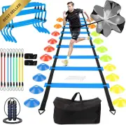 Speed Agility Training Set, Agility Ladder, Parachute, 20 Cones, 4 Hurdles, Jump