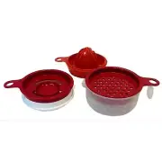 Tupperware All In One Mate Red Zester Grater Juicer Egg Separator Measuring Cup
