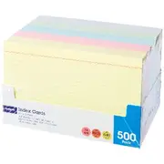 J.Burrows Index Cards Ruled 203 x 127mm Assorted 500 Pack
