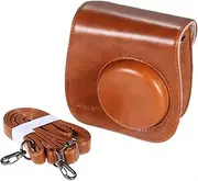 Leather Camera Case Bag Cover for Fuji Instax Mini 8/8s/8+/9 Single Shoulder Bag Brown