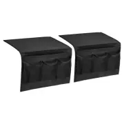 2pcs Bedside Caddy, Bed Caddy Bedside Organizer Bed Hanging Caddy 4 Pocket,Black