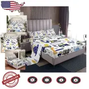 Charming Cartoon Car Bed Sheets Set for Toddlers - Twin Size, Soft Microfiber