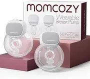 Momcozy Breast Pump Hands Free S9 Pro of Longer Battery Life & LED Display, Wearable Breast Pump Double Portable Electric Breast Pump with 2 Modes & 9 Levels - 24mm, 2 Pack Gray