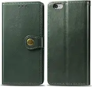 Case for Apple iPhone 6 Plus / 6S Plus, Premium PU Leather Flip Round Magnet Wallet Stand Card Slots Protective Cover with Hand Strap for Apple iPhone 6 Plus / 6S Plus (Green)
