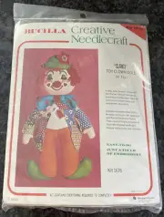 Vintage 1970s Bucilla Creative Needlecraft Clancy Clown Doll Kit #1676 USA 24"