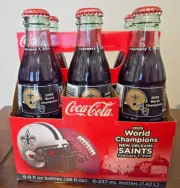 New Orleans Saints 2009 Superbowl Champs Coca-Cola Glass bottle 6-pack
