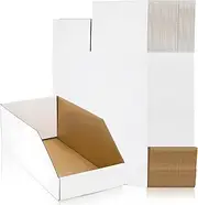 [Tlence] 35 Pack Cardboard Storage Bins, 12" x 6" x 4.5" Corrugated Open Top Box, White Pantry Shelf Organizer Bins for Parts Snacks, Ideal for Garage Warehouse Home Packing Moving, Easy Assembly