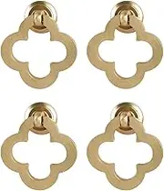 WOOW DEPOT [4 Pack Gold Flower Cabinet Knobs, Zinc Alloy Brushed Brass Cabinet Ring Pulls Dresser Handles Furniture Hardware for Kitchen Cupboard Drawers Closet Door,Easy to Install