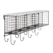 Linon Home Decor 4-Cubby Wall Shelf 12.5"Hx29.5"W In White Shelf and Black