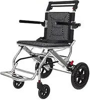 Transport Chair Portable Folding Travelling Wheelchair,Ultra Lightweight Transport Wheelchair ，Flip-Backs Arms Folding Walker Wheelchair