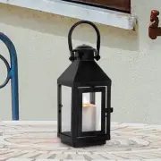 Black Candle Lantern Decorative: 8.6"Small Lanterns Indoor Hanging Holder Modern