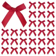 50-Pack Mini Craft Ribbon Bow 1.6x1.6 Inch for Craft DIY[Dark Red]