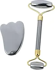 SHERCHPRY 1 Set Facial Massage Tool Natural Terahertz Energy Scraping Board Roller for Reducing Fine Lines Dark Circles Complete Massage Kit with Box