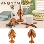 Wooden Trivet Set Sapele Wood Tree Shape Trivet with Stand Decorative