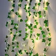 Taefuhnn 10M 100LED Vine Leaf Fairy String Lights Batteries Powered, Fake Green Ivy Vine Fairy String Lights for Room Home Bedroom Outdoor Indoor Garden Decor