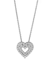 Bloomingdale's Fine Collection Diamond Double Heart Pendant Necklace in 14K White Gold, 0.50 ct. t. w.