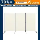 3-Panel Room Divider White 260x180 cm Fabric Privacy Screen Home Decor Par 20731