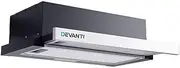 Devanti Range Hood 60cm 600mm Slide Out Rangehood Kitchen Canopy Wall Mount, Stainless Steel Recirculating Duct Ventilation, 2 Speed Exhaust Fan Aluminium Filters LED Lights Silver