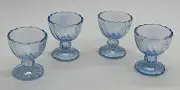 Ice Blue Glass Egg Cups Set of 4 Target Bullseye Easter Spring Decor