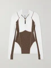 [Balmain] Balmain - Printed Paneled Stretch Cotton-jersey Base Layer - Ivory - x small x small Ivory