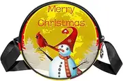 [FVQL] Round Crossbody Bag Purse Messenger Bag Shoulder Bag, Christmas Pattern Snowman and Moon Pattern