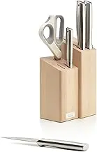 Joseph Joseph Fusion 5-piece Kitchen set with Knives, Cleaver and Scissors, Beechwood Knife Block