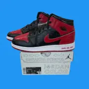 Nike Air Jordan 1 Mid GS SIZE 7 YOUTH/8.5WOMANS BRED TEXT DM9650-001 CHICAGO NEW