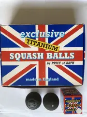 PRICE= 2 BALLS= ENGLAND/SQUASH’HOME/SINGLE WHITE DOT/AS PICTURES/BRAND NEW