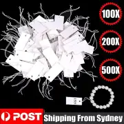Up 500Pcs White Paper Jewelry Clothes Label Price Tags With Elastic String 5x3cm