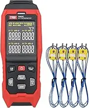 JulyCrab TA612C 4 Channels K/J Type Thermocouple Thermometer -200~1372℃/ -328~2501℉ Handheld Digital LCD Temperature Meter 5000 Groups Data Storage with USB Data Upload & Real-time Measurement