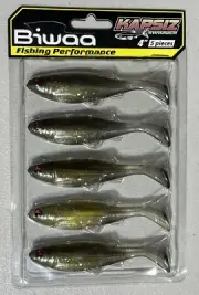Biwaa Kapsiz Paddle Tail 4" Lure 5 Piece Pack Golden Shiner W208
