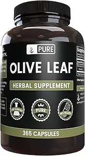 Natural Olive Leaf, 365 Capsules, 6 Month Supply, 940 mg, No Magnesium or Rice Fillers, Gluten-Free, Antioxidants, Made in USA, Contains 20% Oleuropein, Undiluted Olive Leaf with No Additives