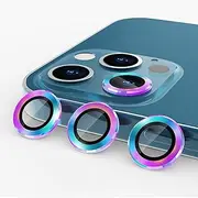 for iPhone 12 Pro Camera Lens Protector, Stylish Rear Camera Cover, Premium HD Tempered Glass Aluminum Alloy Lens Ring Cover Film - MultiColor